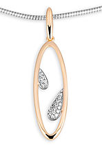 9ct yellow gold white gold oval pendant with diamonds