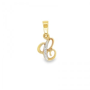9Carat Yellow Gold Diamond Initial Pendant C