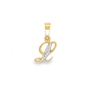 9Carat Yellow Gold Diamond Initial Pendant L