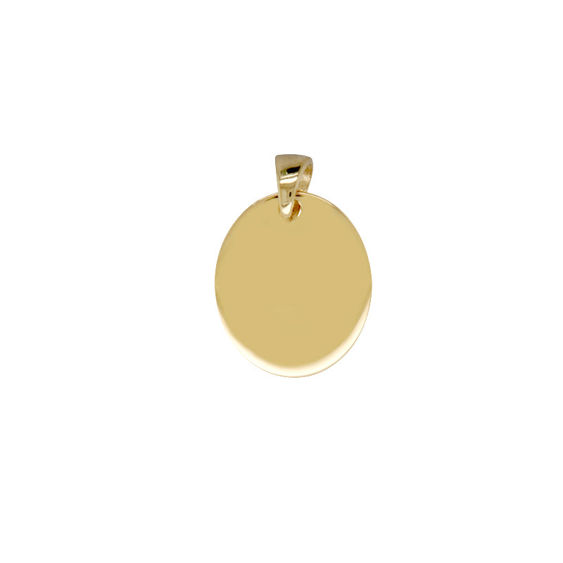 9Carat Yellow Gold Oval Disc 12X10 Pendant