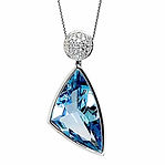 Osjag 9Ct White Gold Pendant With Blue Topaz And Diamonds