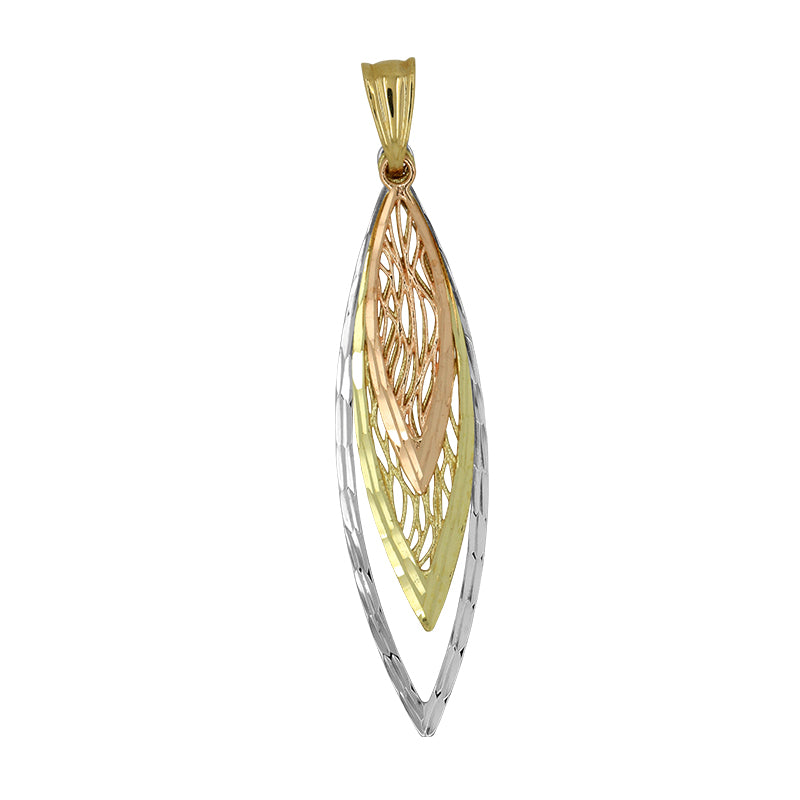 9Ct Three Tone Gold Leaf Pendant