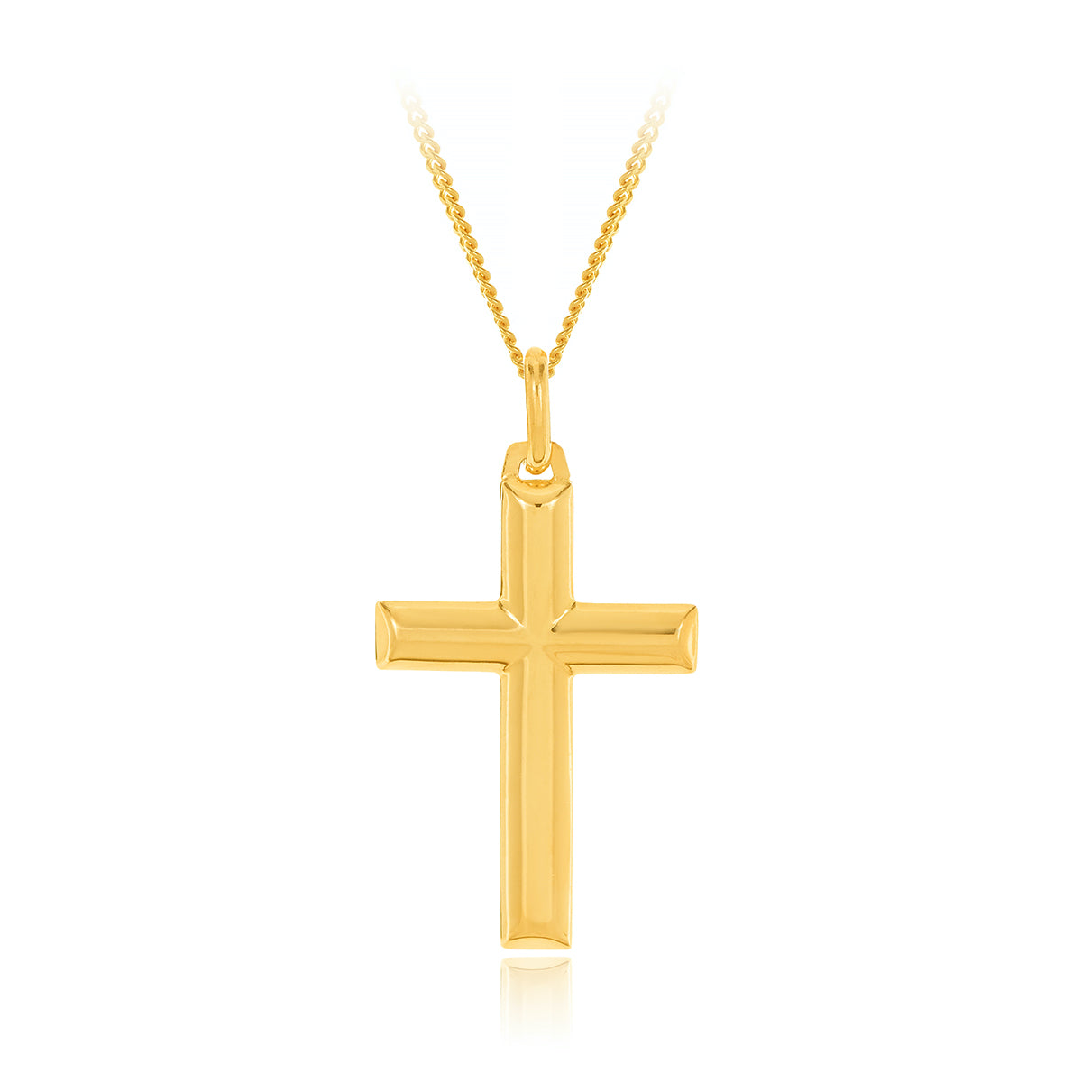 9Y Slight Chiseled Edge Flat High Polished Cross 4cm Length.