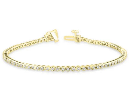 18Ct Yellow Gold 1.00Ct F Vs2 Lgd Tennis Bracelet 18.5Cm