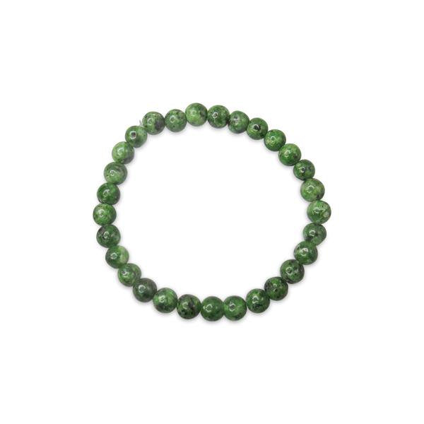 Green Dalmatian Jasper Gemstone Elastic Ball Bracelet