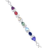 Sterling Silver Multi Colour Stone Chakra Bracelet