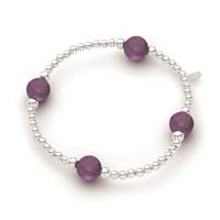 Sterling Silver Elastic Ball Amethyst Bracelet