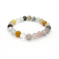 Rutilated Quartz Multi Gemstone Elastic Bracelet