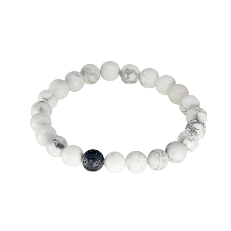 Blaze Men Grey Turquoise &Black Lava Stone Bracelet