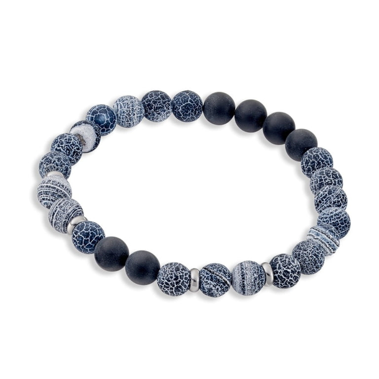 Blaze Stainless Steel Men's Onyx &Burst Onyx Bead Bracelet