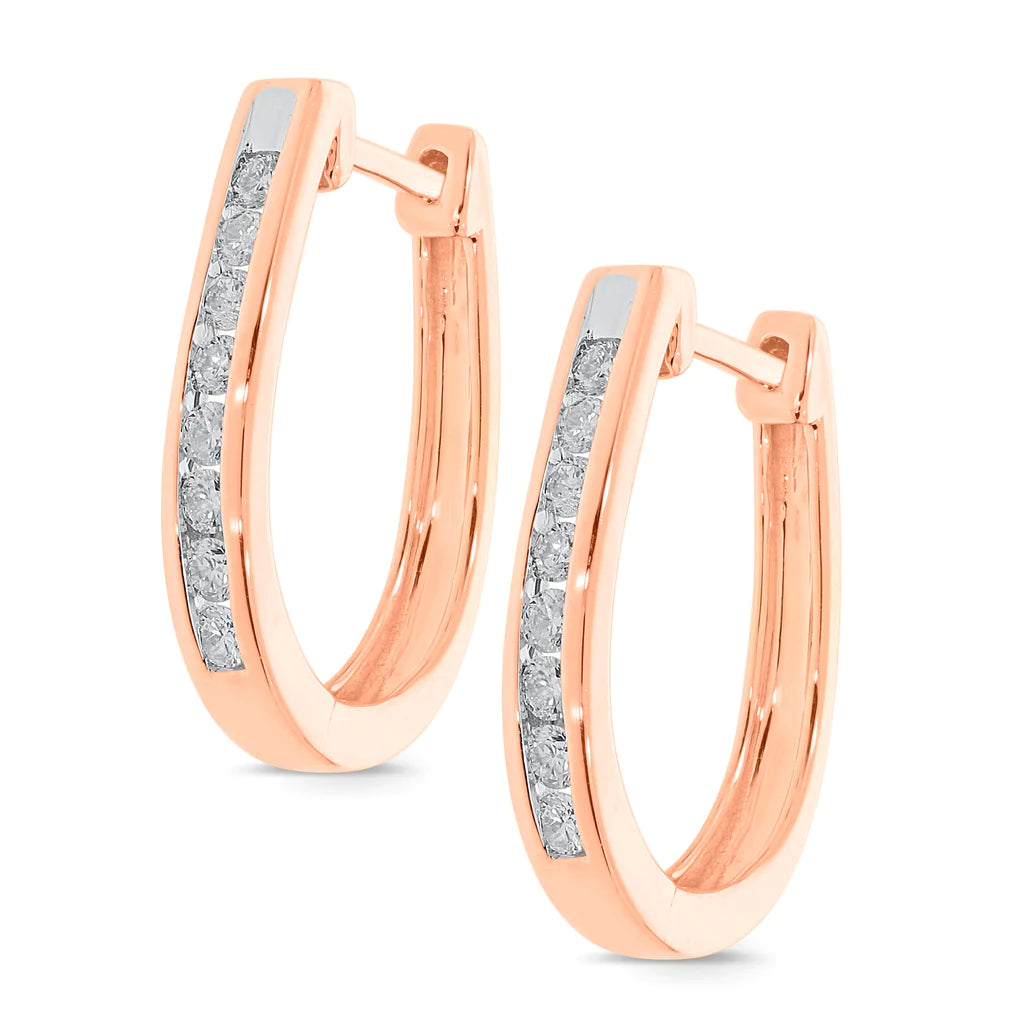 9Kt Rose Gold U Shaped Channel Set Huggies Tdw=0.50Ct