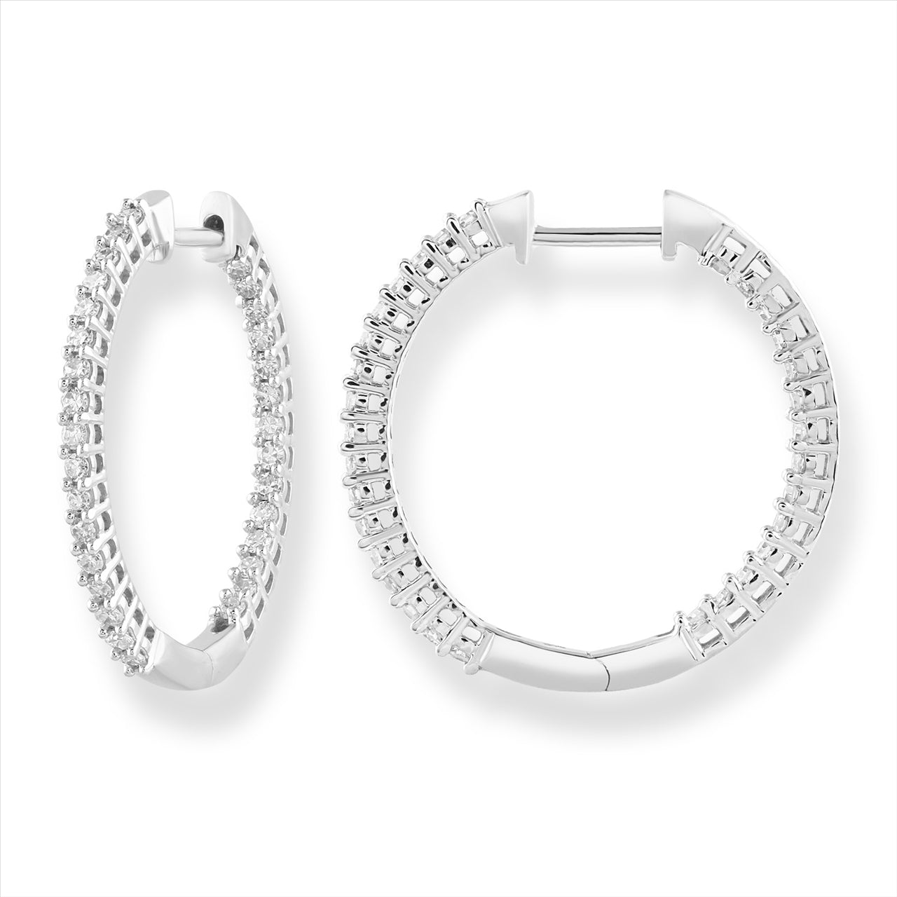 9Ct 0.25Ct White Gold Diamond Hoops