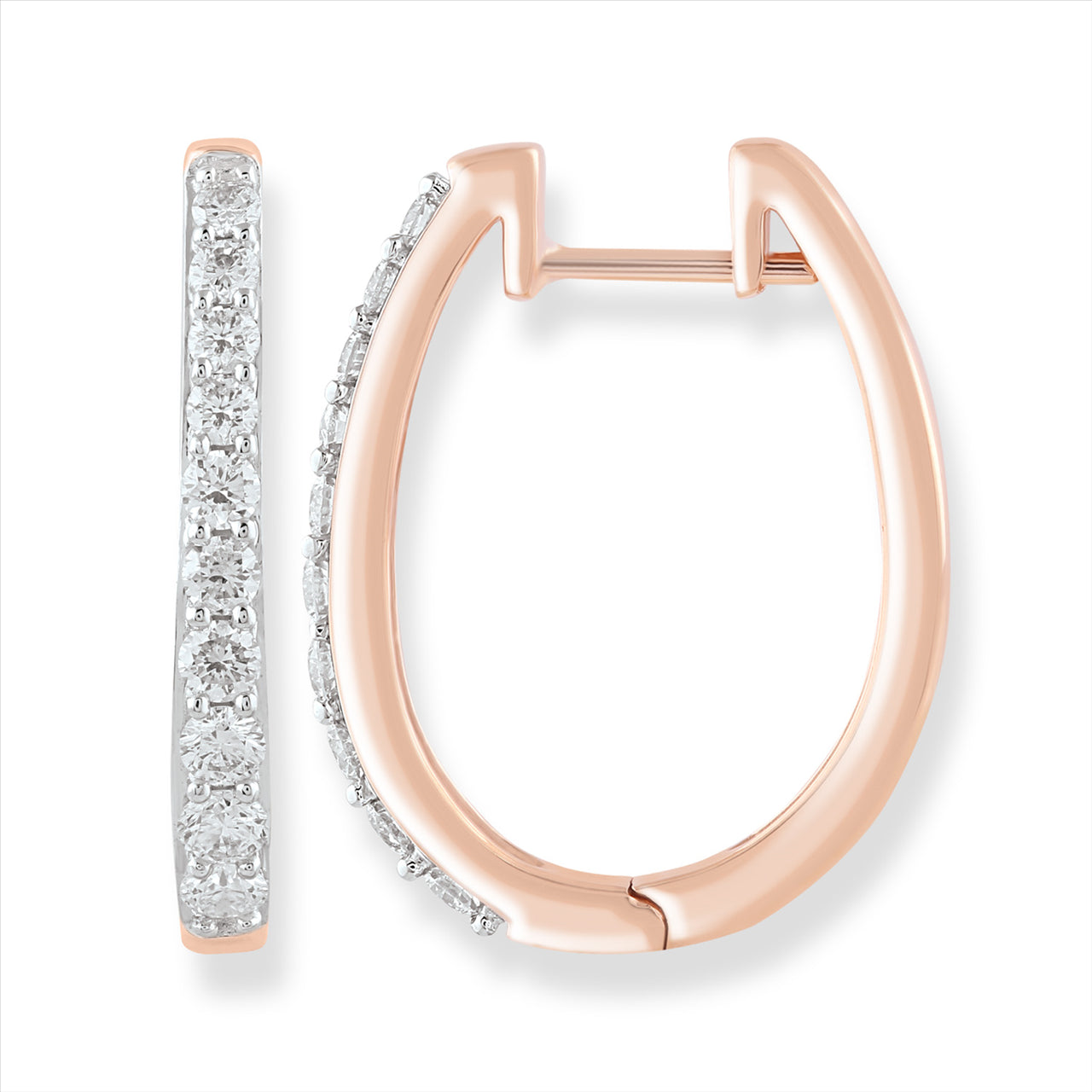 9Ct Rose Gold 0.75Ct Diamond Huggies