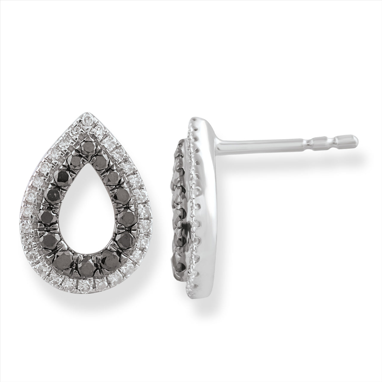 9Ct Yellow Gold Black & White Diamonds Studs
