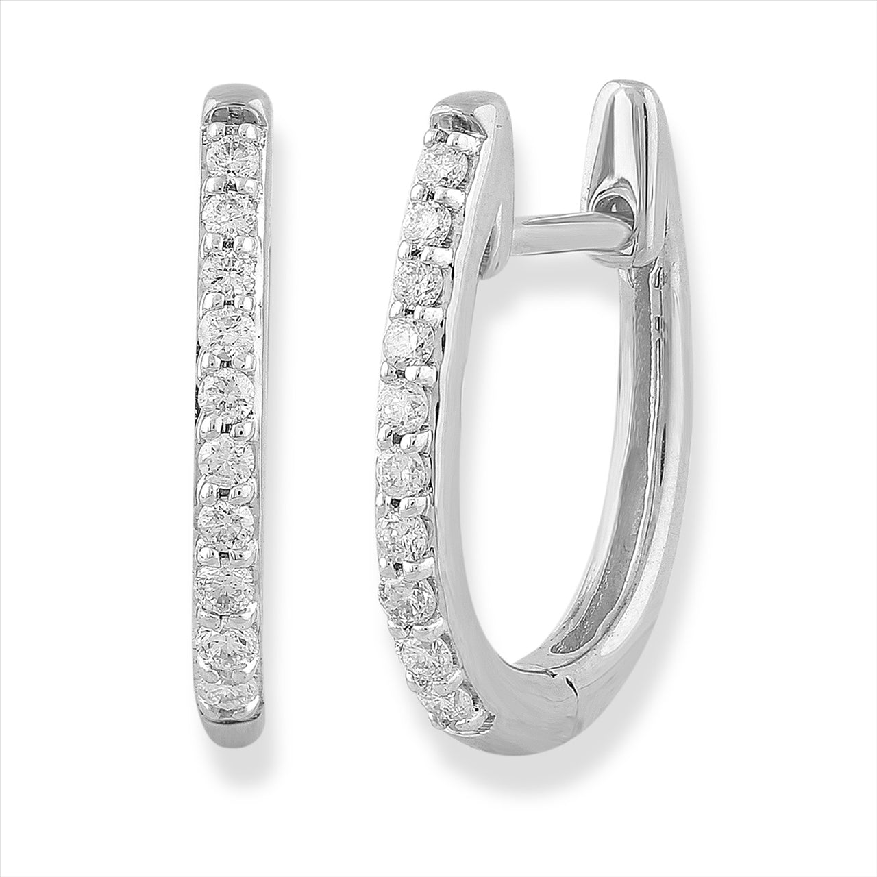 9Ct White Gold 0.15Ct Diamond Huggies