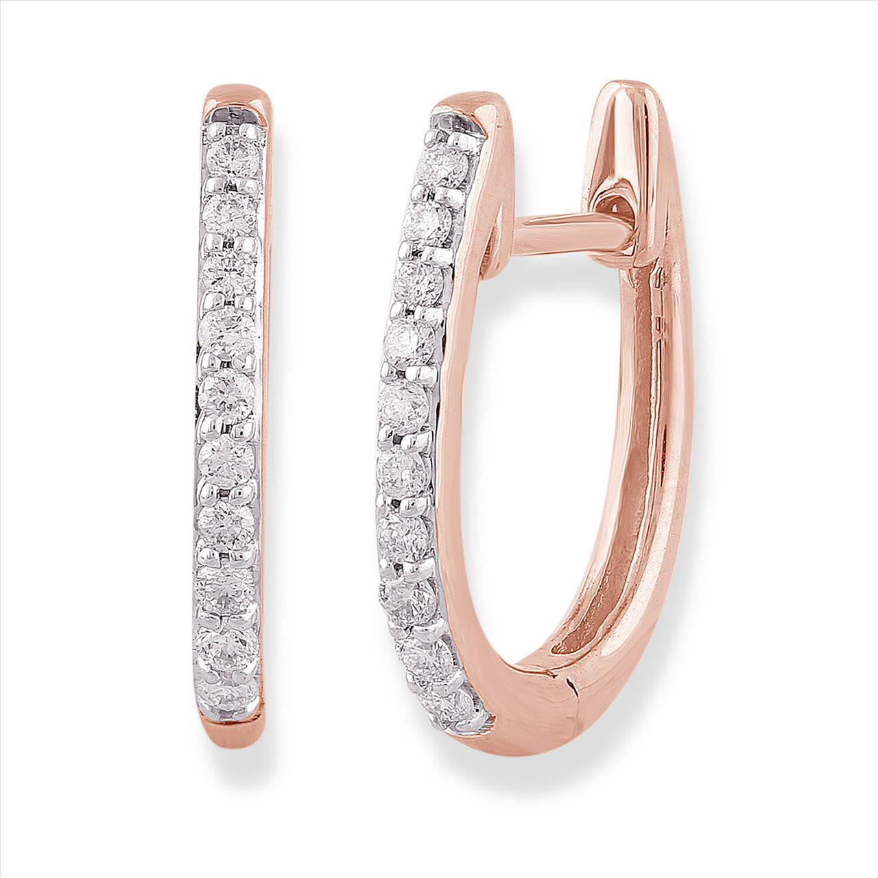 9Ct Rose Gold 0.15Ct Diamond Huggies