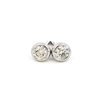 18Ct White Gold Bezel Set Diamond Stud Earrings 0.40Ct J/Si