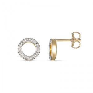 9Ct Yellow Gold Circle Diamond Stud Earrings