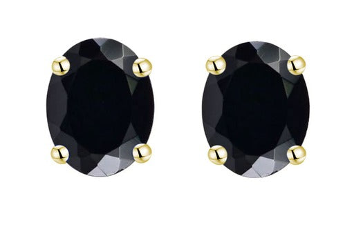 9Ct Yellow Gold Black Sapphire Earrings ( September )