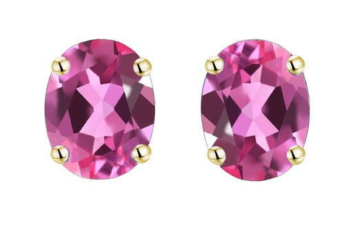 9Ct Yg Created Pink Sapphire Earrings (October )