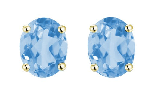 9Ct Yellow Gold Sky Blue Topaz Earrings (December )