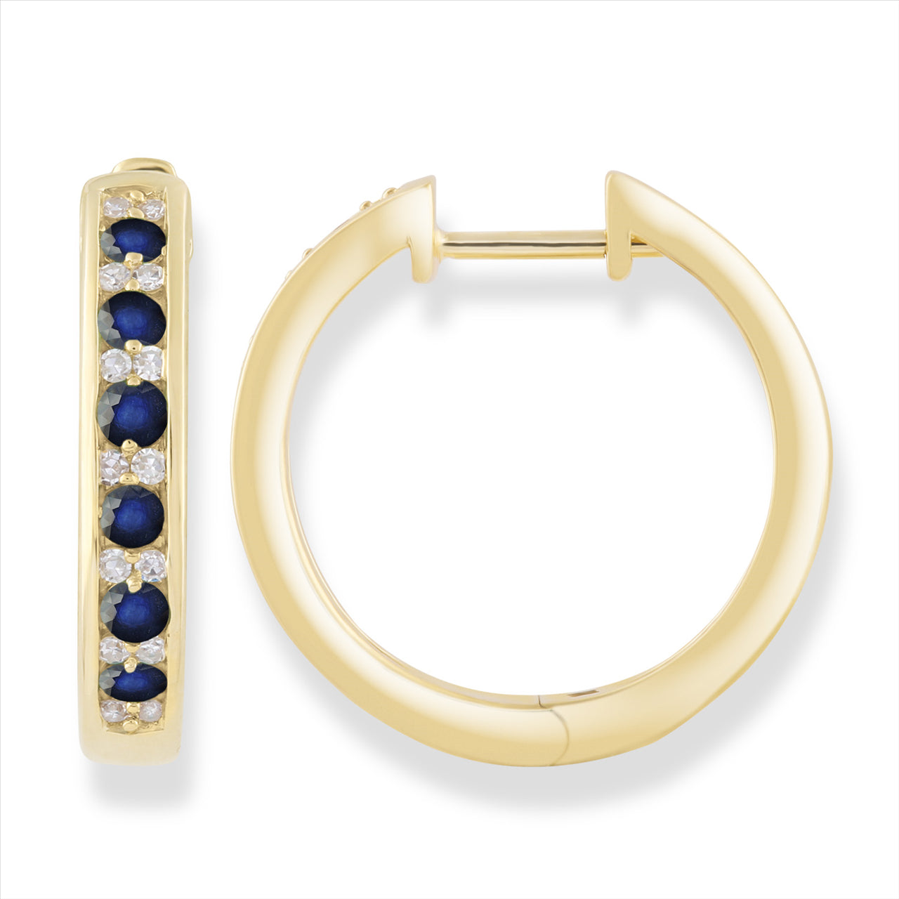 9Ct Yellow Gold Sapphires & Diamond Earrings