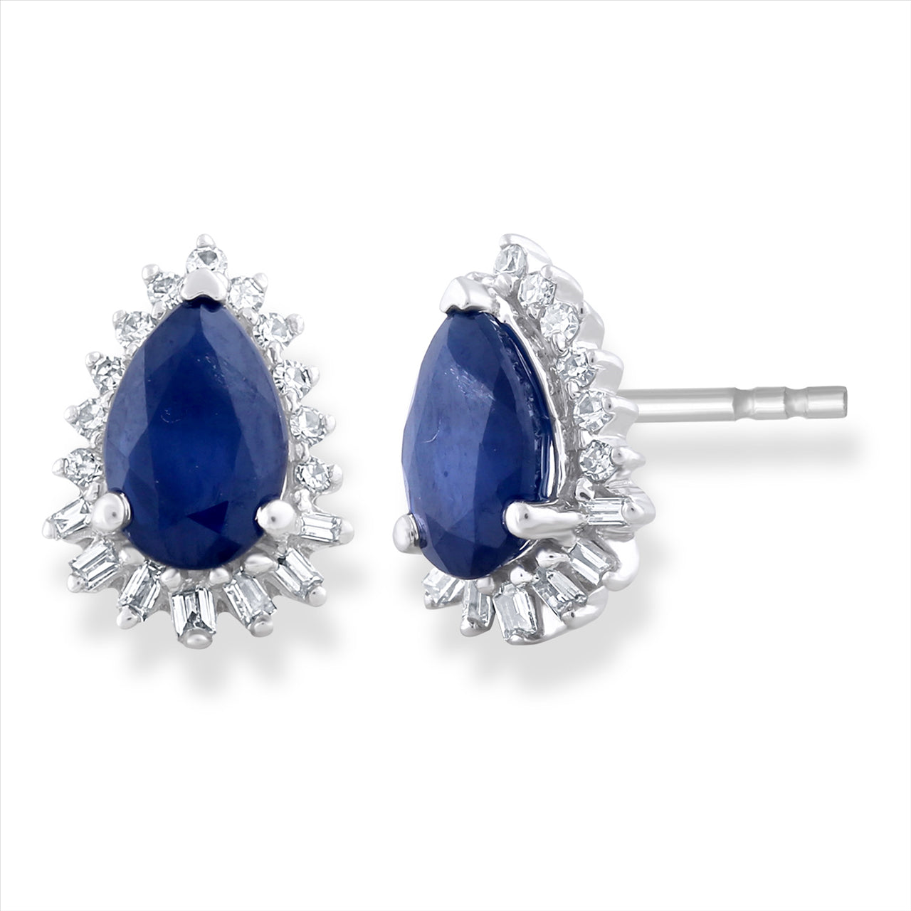 9Ct White Gold Sapphire Earrings With Diamonds