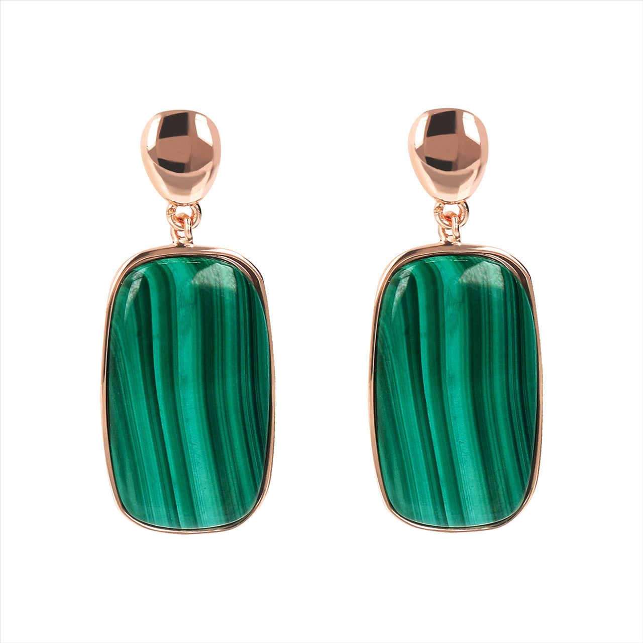 Bronzalure Alba Gold Plated Malachite Studs