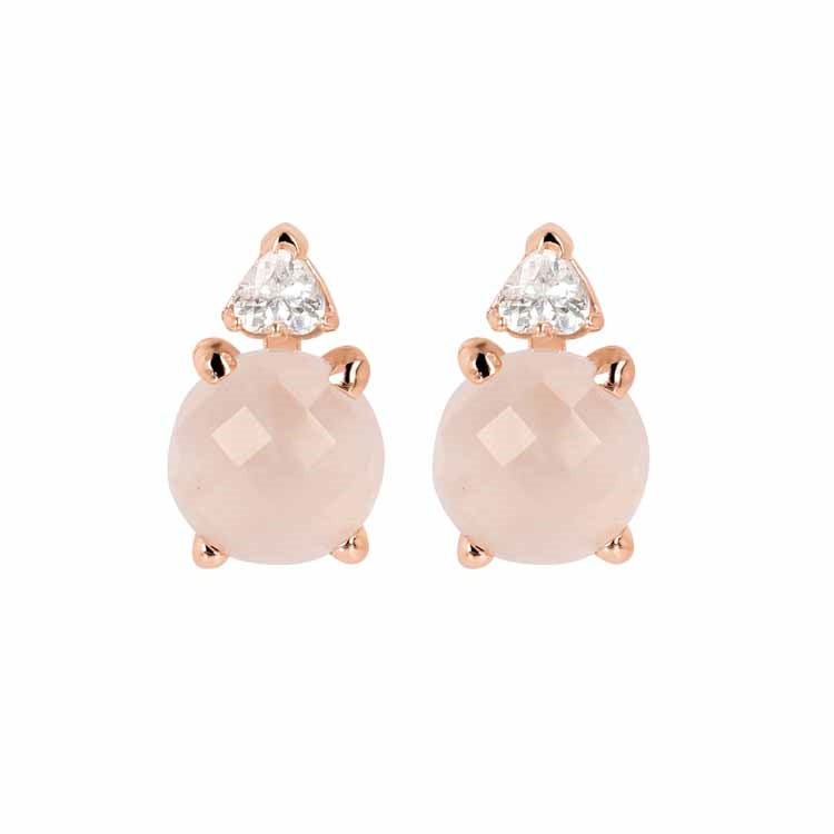 Bronzalure Rose Quartz Stud Earrings