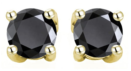 9Ct Yellow Gold Black Sapphire Stud Earrings