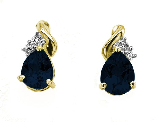 9Ct Yellow Gold Black Sapphire&Diamond Earrings