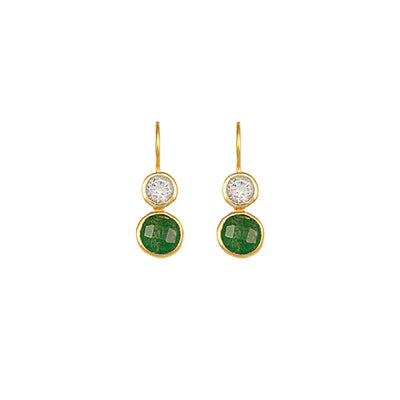 Bianc Gold Plated Green Ametyst &Aventurine Hooks