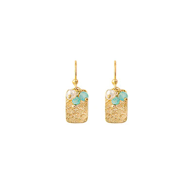 Bianc Gold Plated Fresh Water Pearls & Amazonite Hooks