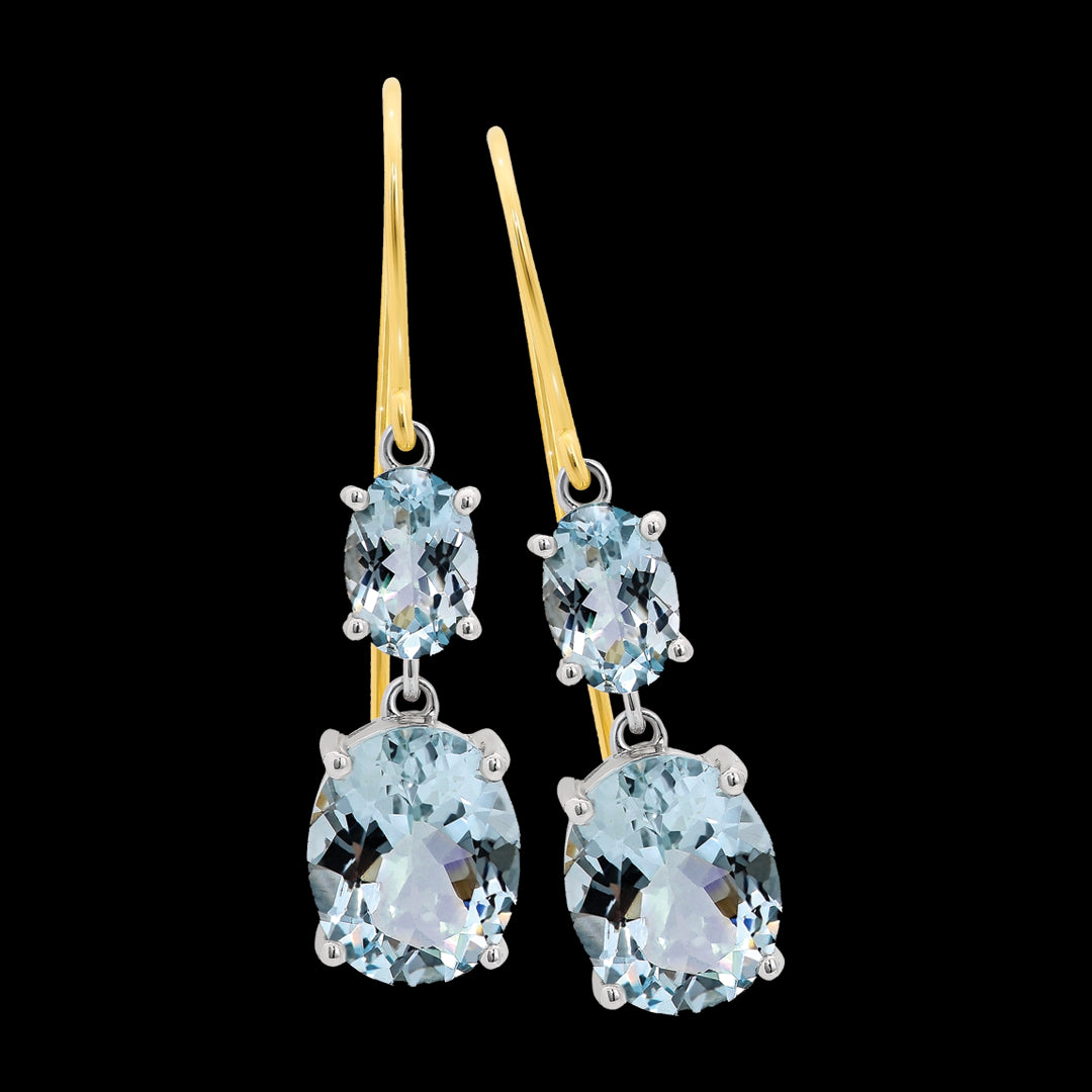 9 Carat Yellow Gold Aquamarine Drop Hook Earrings