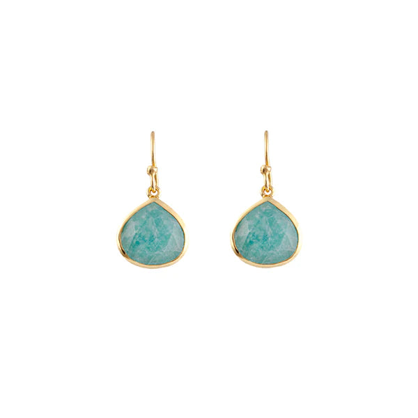Bianc Rainfall Gold Plated Amazonite Hook Earrings