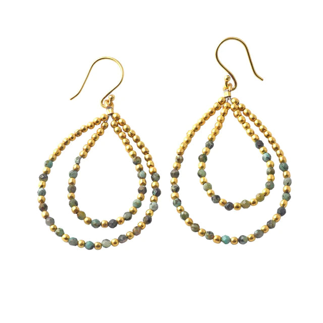 Gold Plated Life Of Stone African Turquoise Hooks