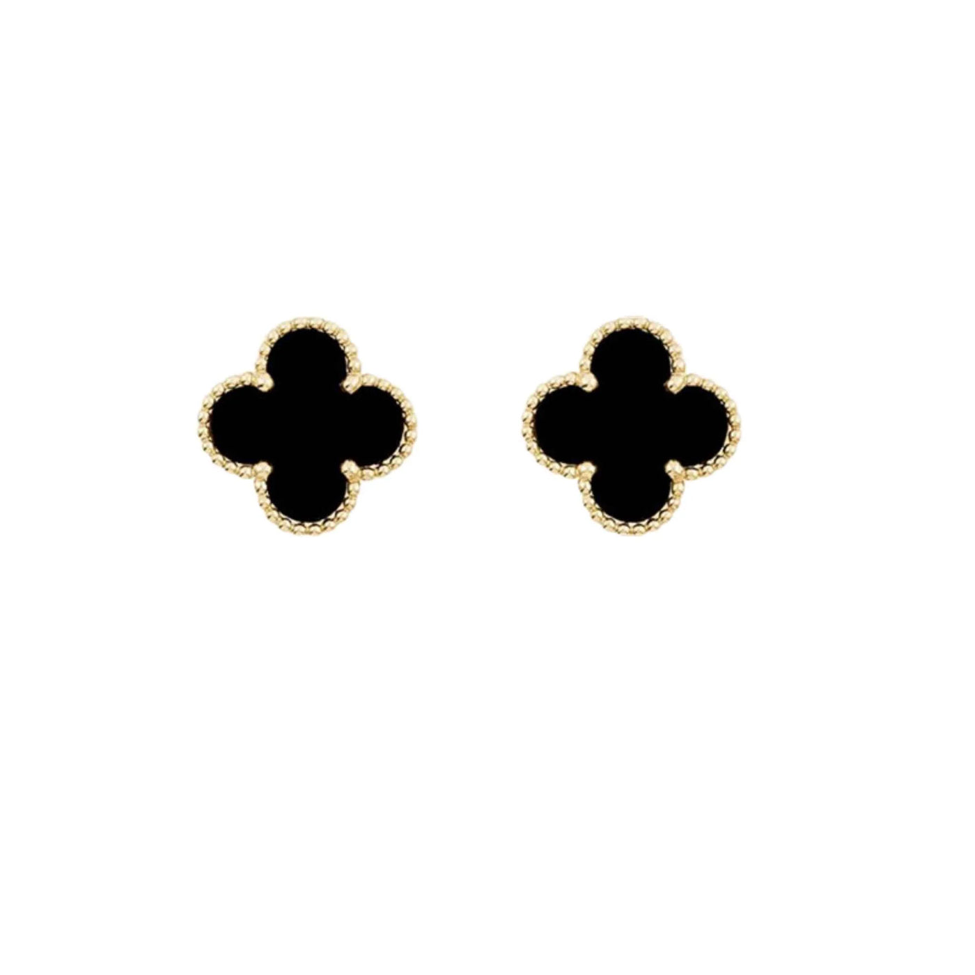 Gold Plated Stainless Steel Black Clover Studs