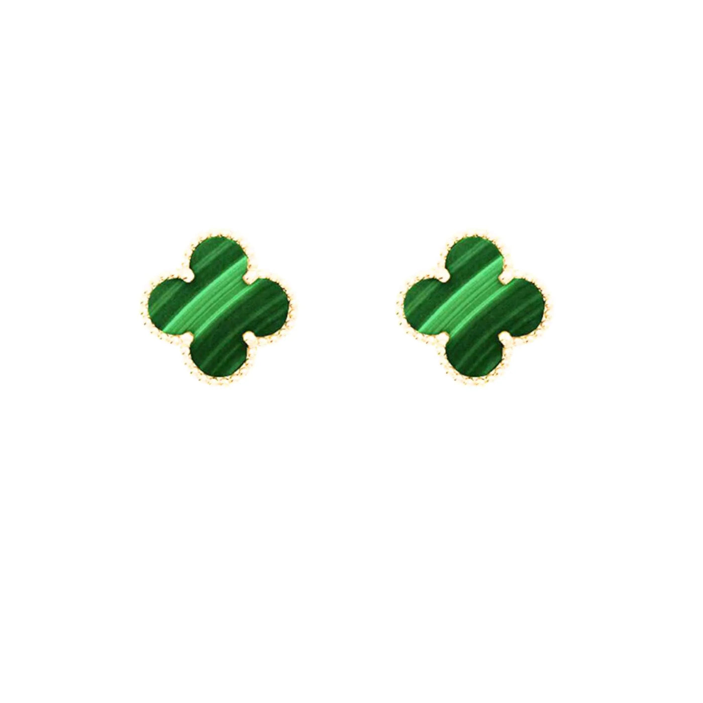 Gold Plated Stainless Steel Green Clover Studs