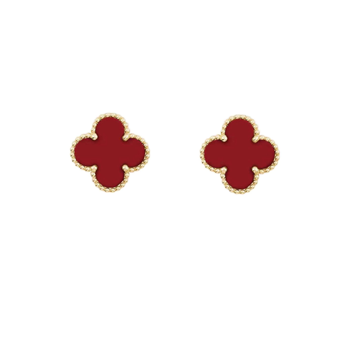 Gold Plated Stainless Steel Red Clover Studs