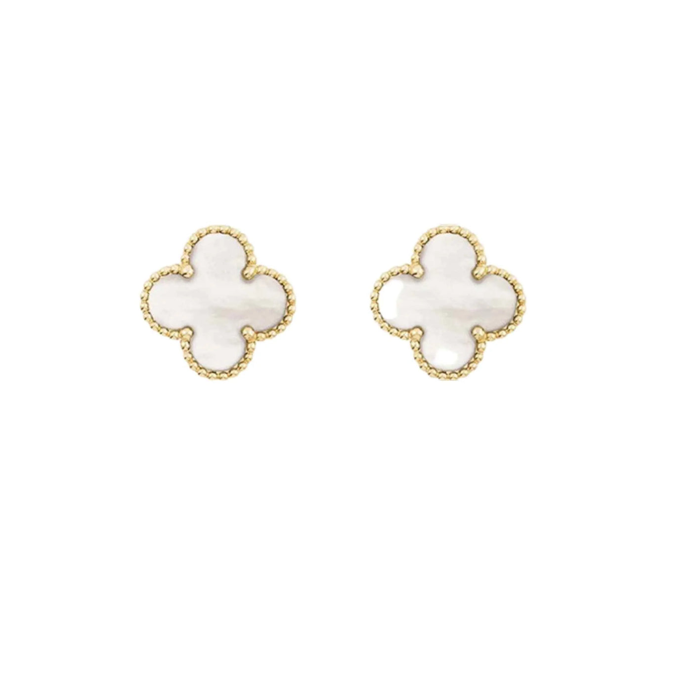 Gold Plated Stainless Steel White Clover Studs
