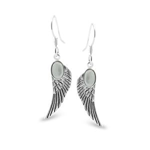 Sterling Silver Mother Of Pearl Wings Hook Earrings