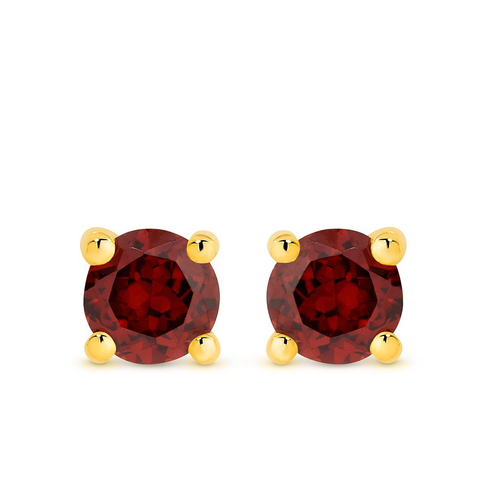 9Ct Yg Garnet Four Claw Stud Earrings Xmas23 0208
