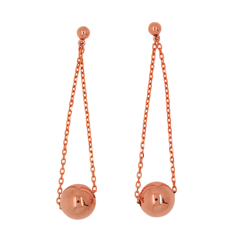 9 Carat Rose Gold Dangly Ball Earrings