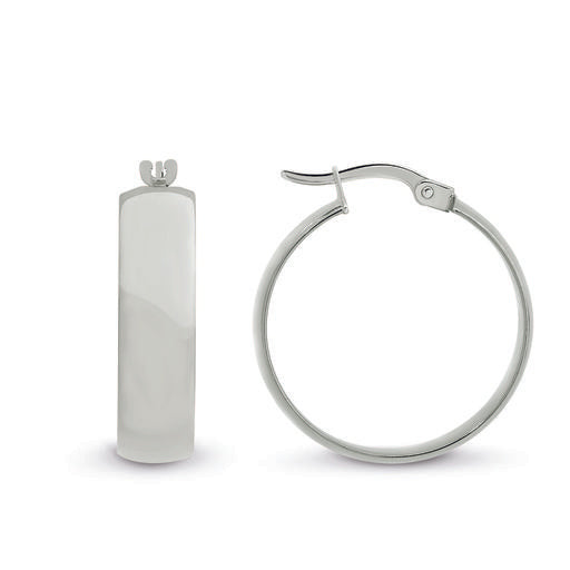 9Carat White Gold Silver Filled Wide Hoop Earrings