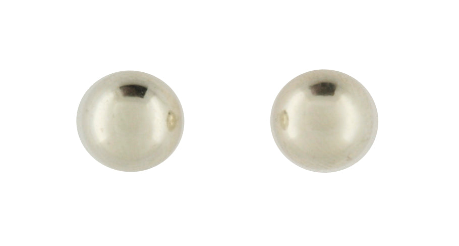 9Carat White Gold 6Mm Ball Studs