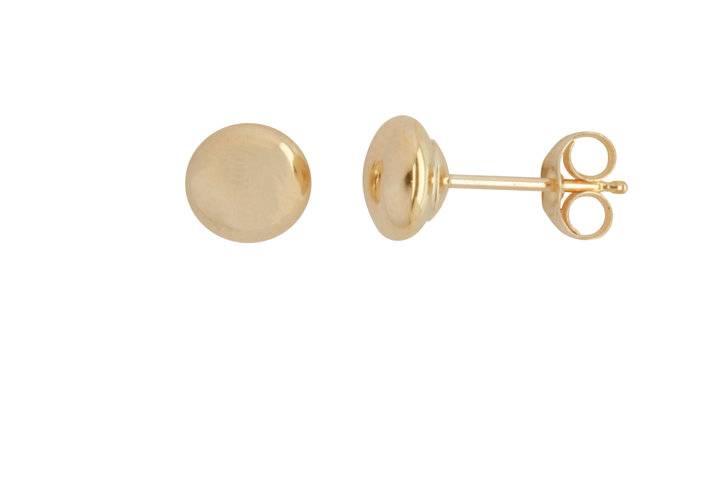 9Carat Yellow Gold 5Mm Flat Ball Studs
