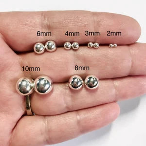 Silver 4Mm Flat Ball Studs