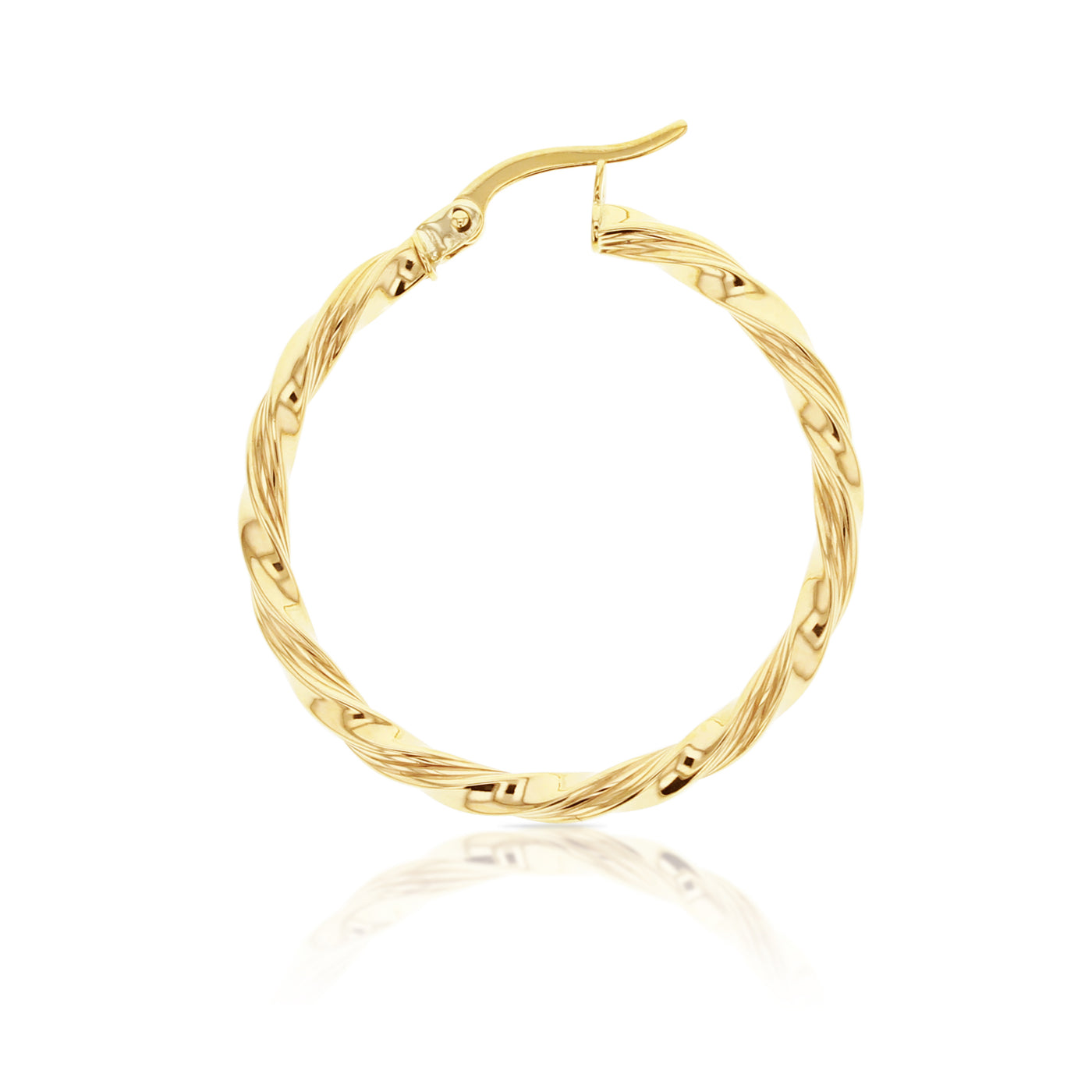9Carat Yellow Gold Twist 25Mm Hoop Earrings