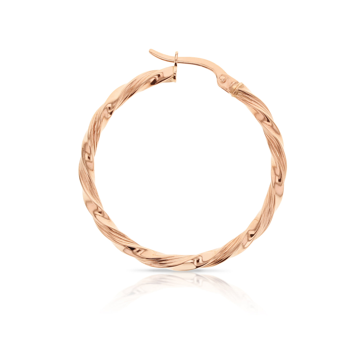 9 Carat Rose Gold Twisted 25Mm Hoop Earrings