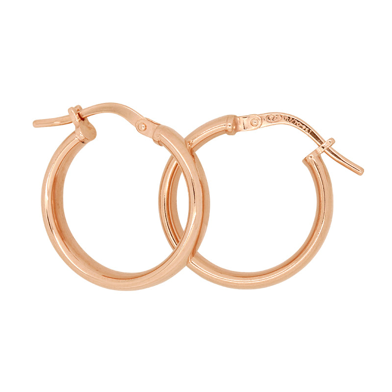 9 Carat Rose Gold Silver Bonded Round Hoops